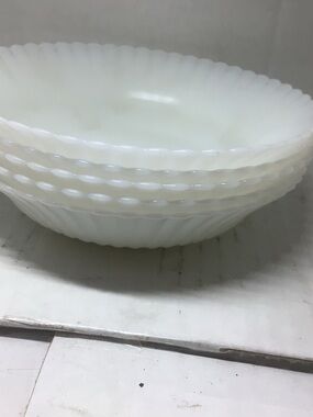 1930’s Set of 5 White Ribbed Milk Glass Bowls